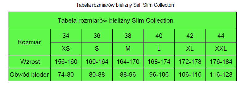 Tabela rozmiarów - SELF - Revolution Slim